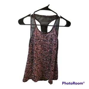 Lululemon Athletica Racerback Tank Top Pink Black Mesh Size Small